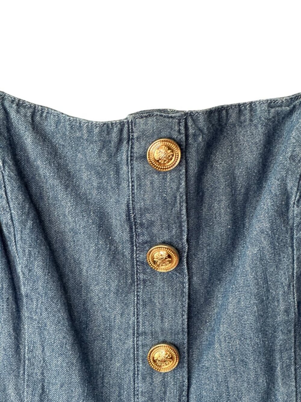 Blu Pepper Denim Midi Dress Square Neck Button Front Blue Sleeveless Size Medium - Picture 7 of 12